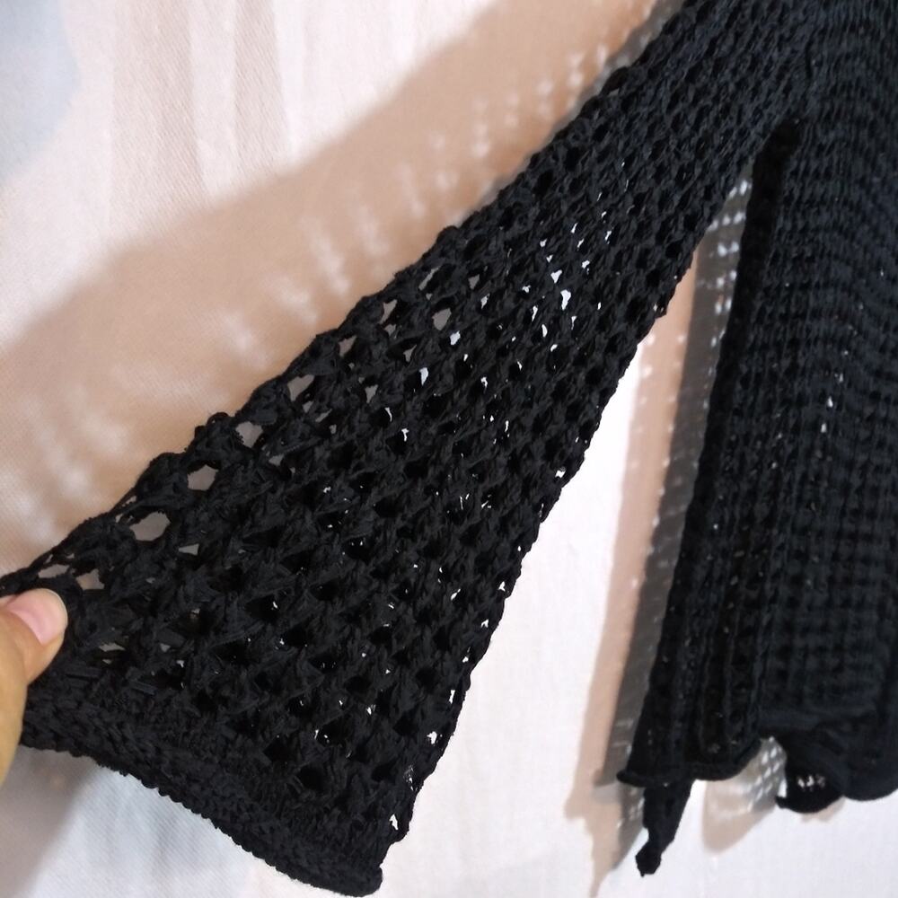 Blu Pepper Black Open-Knit Crochet Sweater - Picture 4 of 9
